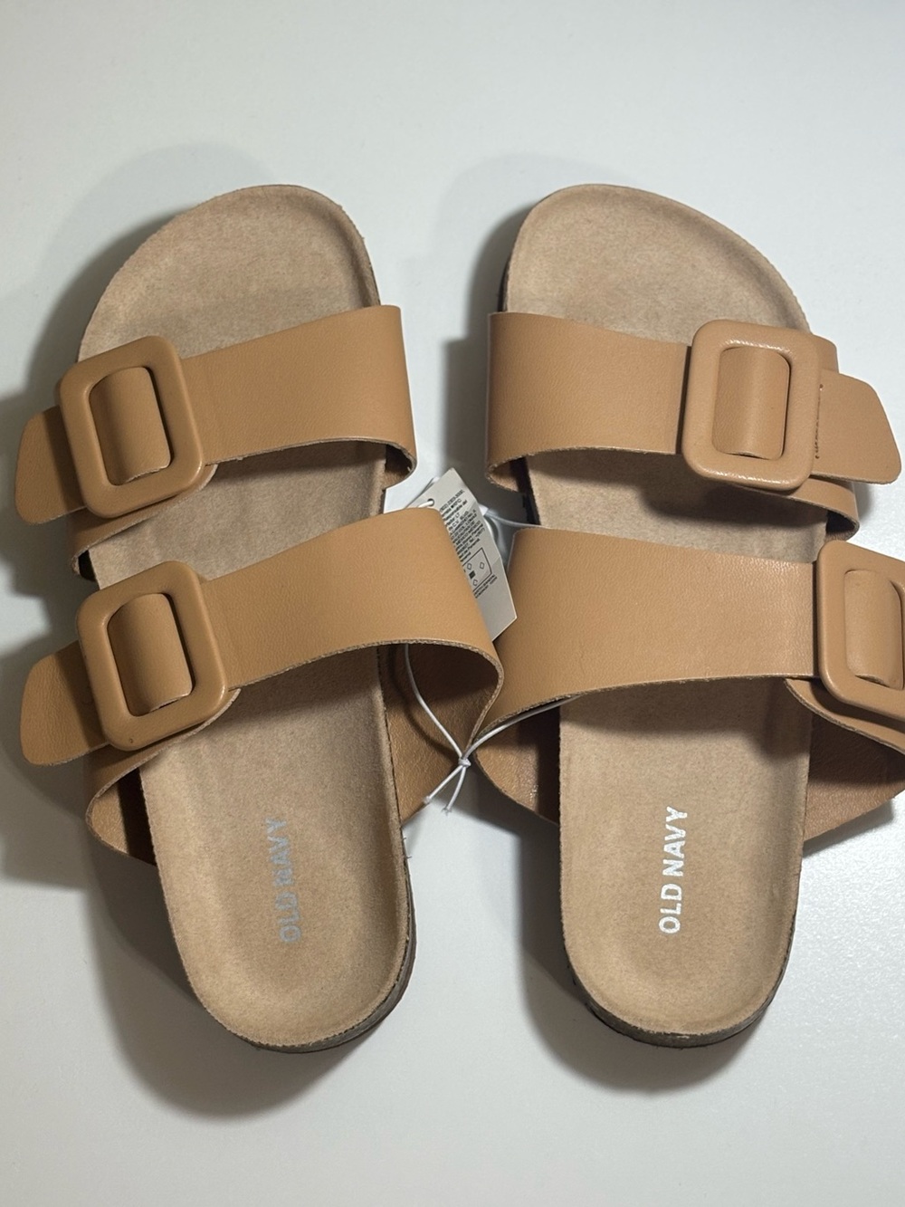 Old Navy Tan Double Buckle Slide Sandals